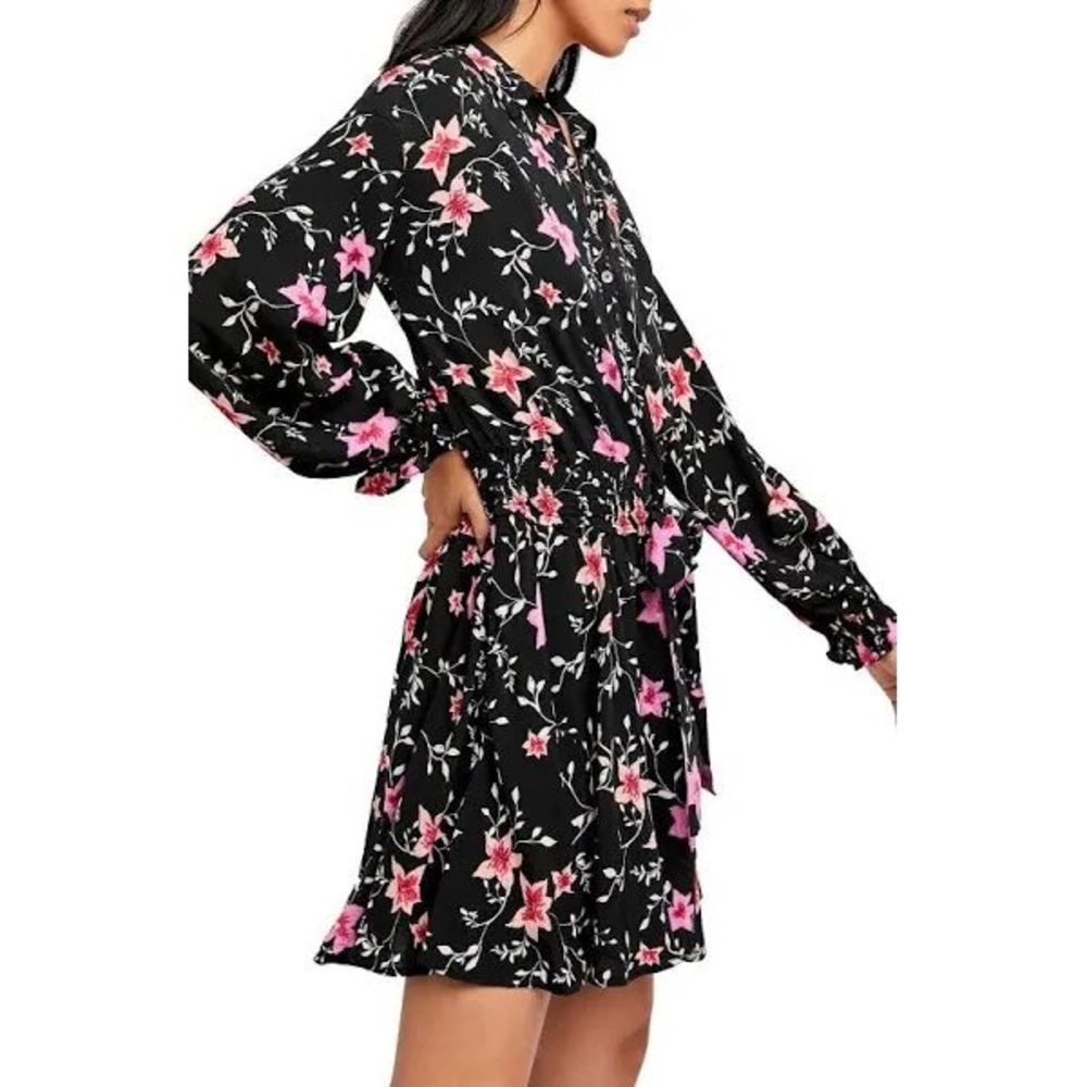 Free People
Lighten Up Mini Dress Large Smocking Lined Party Holiday Floral Boho